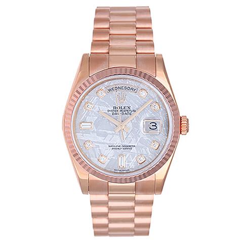 rolex mens rose gold president meteorite dial|Rolex day date 36.